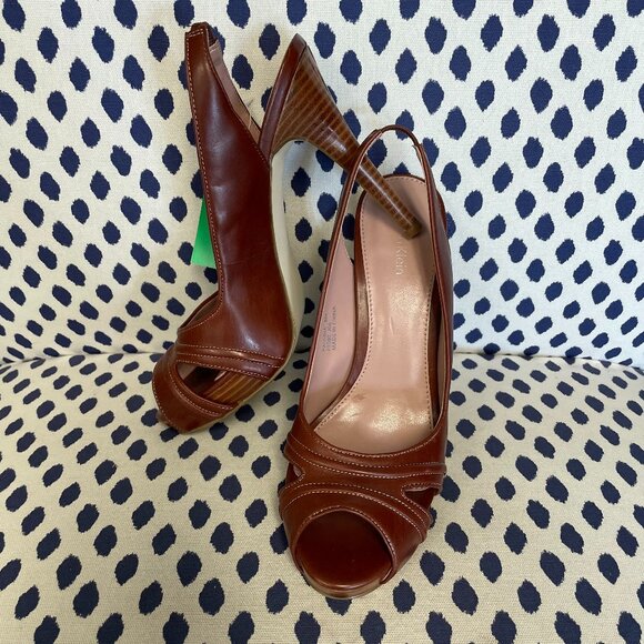 Calvin Klein Brown Peep Toe Heels size 8 - Picture 1 of 8